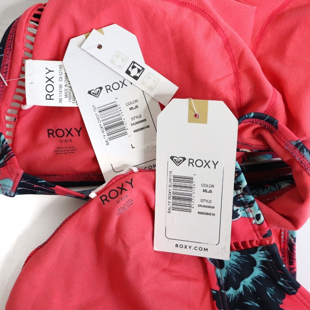Roxy Salty High Neck Surfer Bikini Swimsuit L - Picture 5 of 7